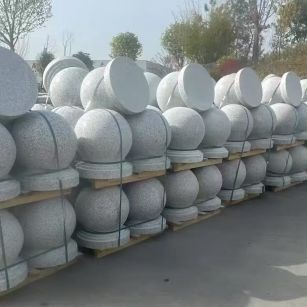朔州 白麻花岗岩石材圆球，石球，挡车球，隔离球，景观石球，风水球等