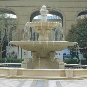 朔州 黄金麻花岗岩异型加工——户外庭院石雕流水喷泉