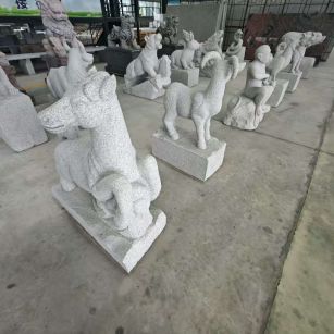 朔州 芝麻白花岗岩造型立体雕刻——十二生肖