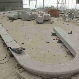 朔州 芝麻白花岗岩弧形花坛石，坐凳石