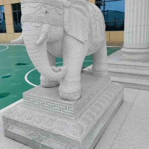 朔州 白麻花岗岩动物异形石雕-大象