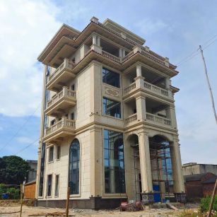 朔州 黄金麻花岗岩石材别墅外墙干挂搭配（雕花栏杆花瓶柱门楼罗马柱）