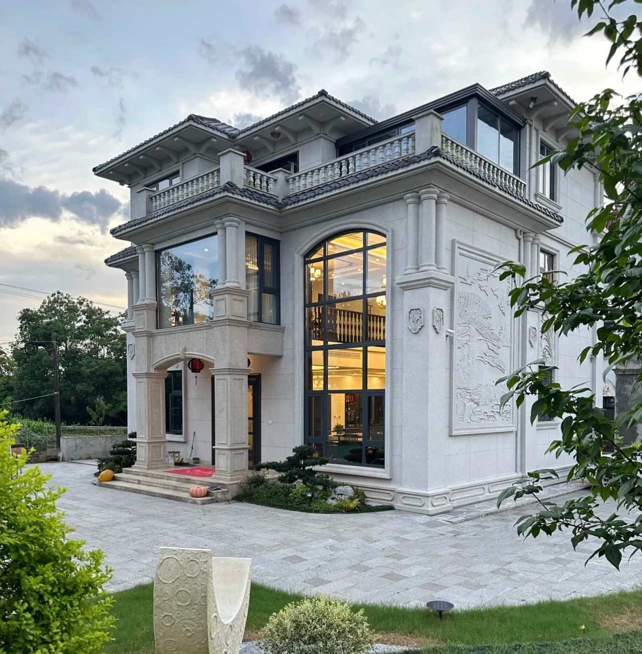 朔州 白麻花岗岩私人别墅干挂石材豪华定制