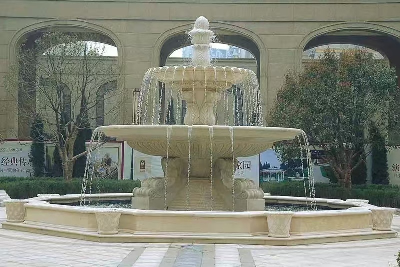 朔州 黄金麻花岗岩异型加工——户外庭院石雕流水喷泉